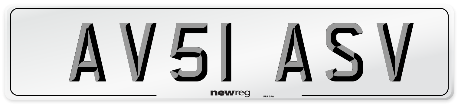 AV51 ASV Number Plate from New Reg